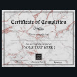 Rose Gold Marble Certificate of Completion Award<br><div class="desc">Modern Rose Gold Marble Certificate of Completion Awards.</div>