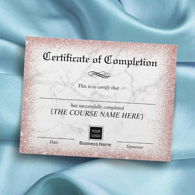 Rose Gold Marble Certificate of Completion Award (Creator Uploaded)