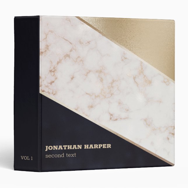 Rose Gold Marble Champagne Texture   3 Ring Binder (Front/Spine)