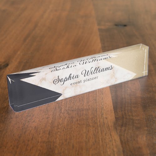 Rose Gold Marble Champagne Texture Desk Name Plate