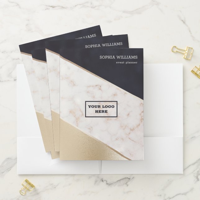 Rose Gold Marble Champagne Texture Pocket Folder (In Situ)