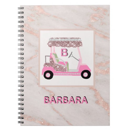 Rose Gold Marble Chic Golf Gal     Notebook