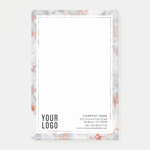 Rose Gold Marble Company Logo Branded Post_it Notes
