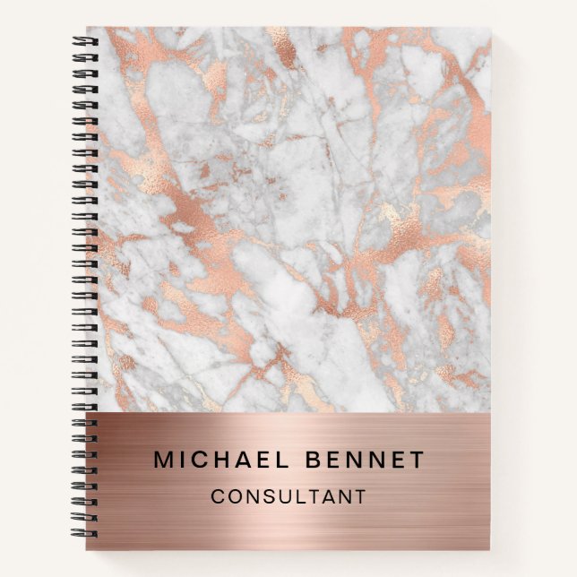 Rose Gold Marble Consultant Business Notebook (Front)