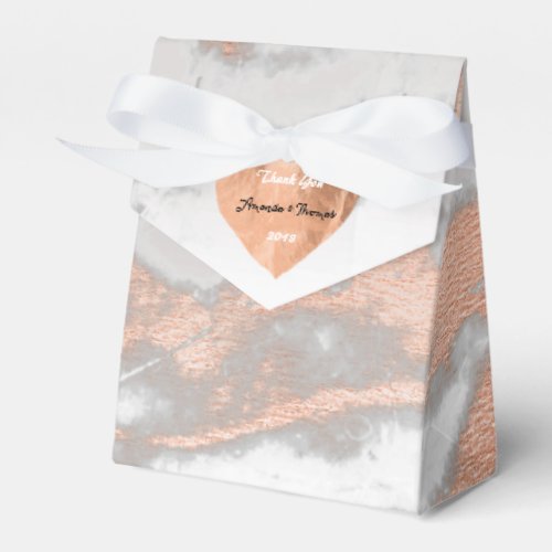 Rose Gold Marble Copper Heart 16th Silver  Favor Favor Boxes