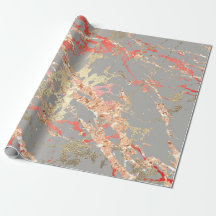 Rose Gold Marble Coral Gray Bright Pink Abstract