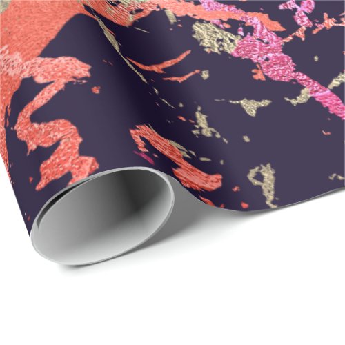 Rose Gold Marble Coral Teal Bright Purple Abstract Wrapping Paper