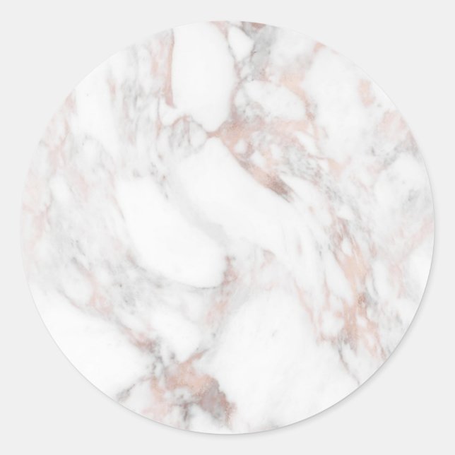 Rose Gold Marble Custom Classic Blank Template Classic Round Sticker (Front)