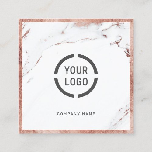 Rose gold marble custom company logo professional square business card