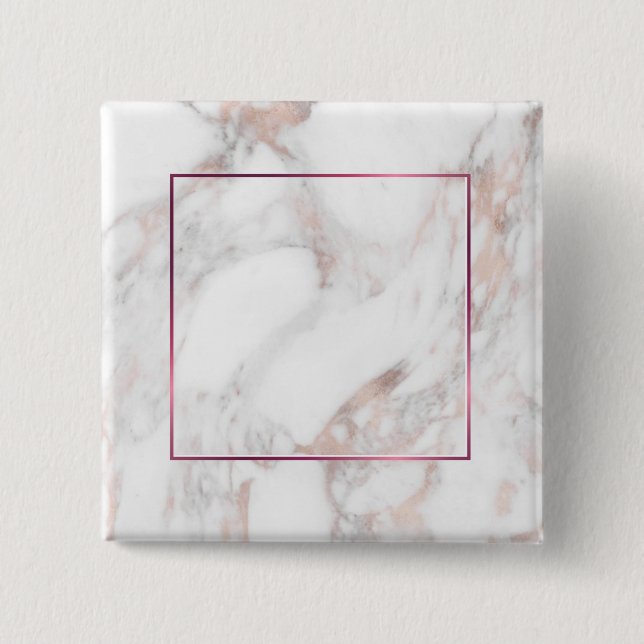 Rose Gold Marble Custom Elegant Blank Template Button (Front)