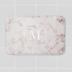 Rose Gold Marble Custom Initial Bath Mat