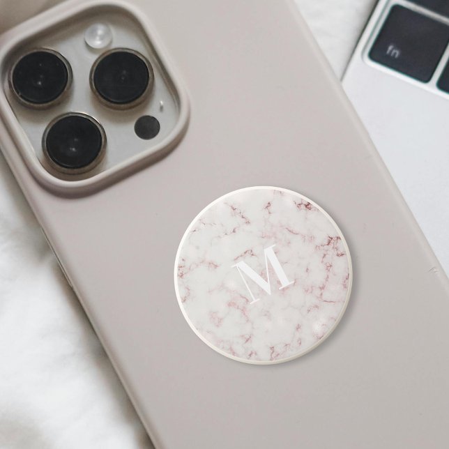 Rose Gold Marble Custom Initial Monogram PopSocket (Creator Uploaded)