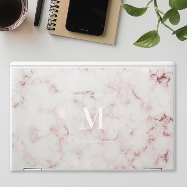 Rose Gold Marble Custom Monogram HP Laptop Skin (Creator Uploaded)