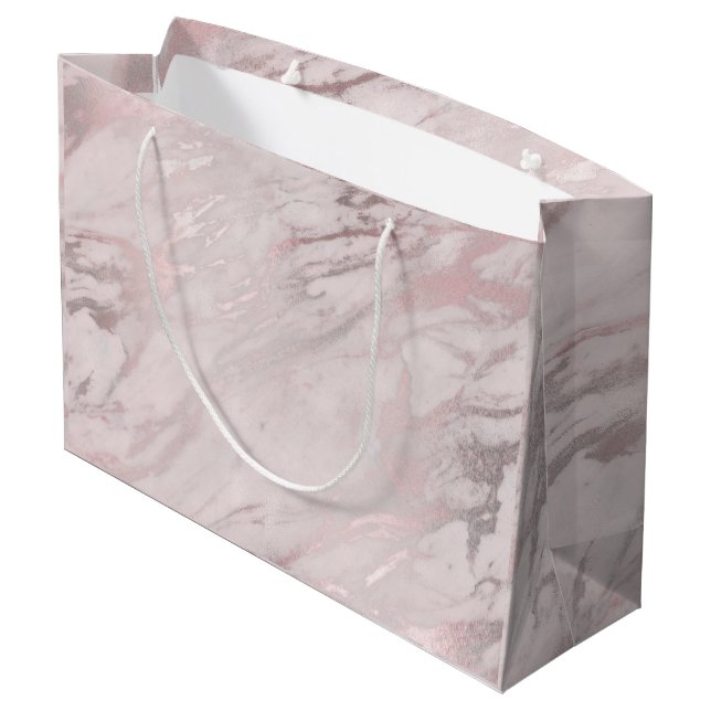 Rose Gold Marble Design Large Gift Bag (Back Angled)