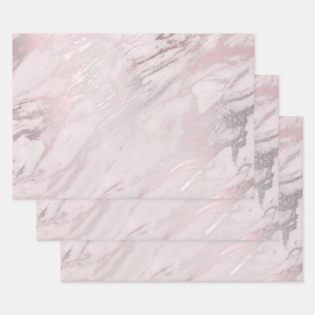 Rose Gold Marble Design  Wrapping Paper Sheets (Set)
