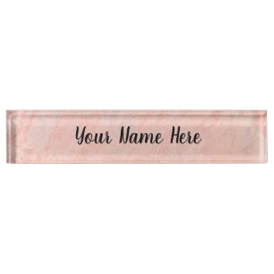 Rose Gold Marble Desk Name Plate