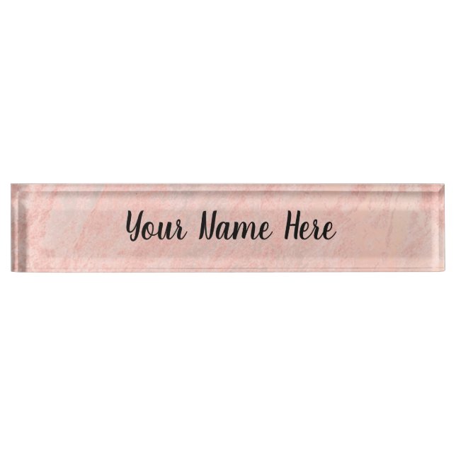 Rose Gold Marble Desk Name Plate (Front)
