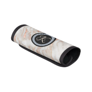 Rose-gold marble diamonds monogram luggage handle wrap