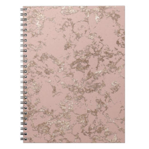 Rose Gold Marble Dusky Pink Faux Glitter Notebook
