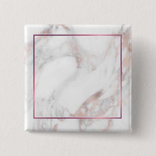 Rose Gold Marble Elegant Custom Blank Template Button (Front)