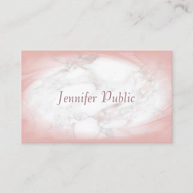 Rose Gold Marble Elegant Handwritten Script Modern Business Card | Zazzle