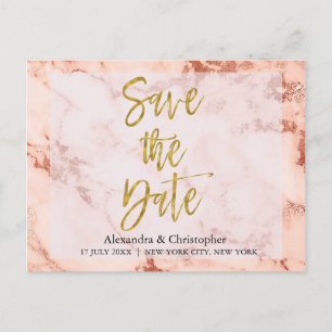 Rose Gold Marble Elegant Save the Date Card