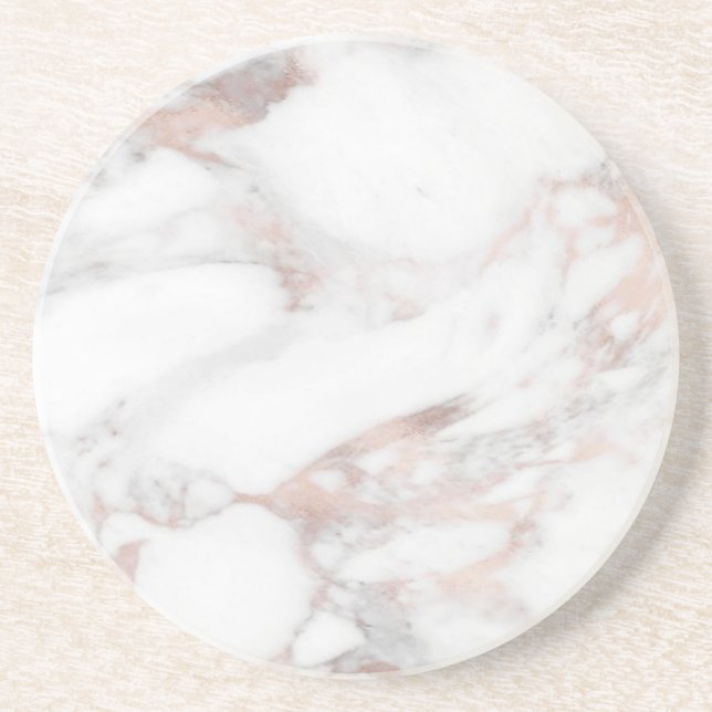 Rose Gold Marble Elegant Template Trendy Round Coaster (Front)