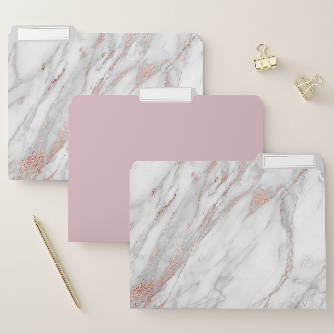 Rose Gold Marble File Folders Set of 3 Zazzle