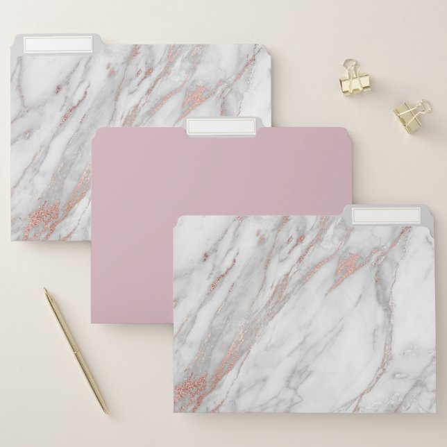 Rose Gold Marble File Folders Set of 3 (Set)