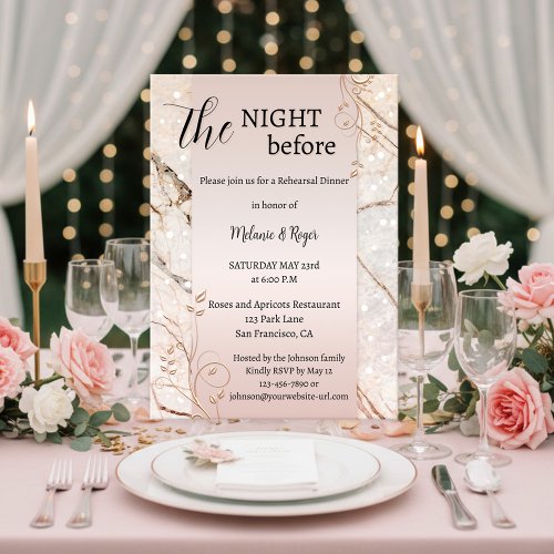 Rose Gold Marble Floral Rehearsal Dinner