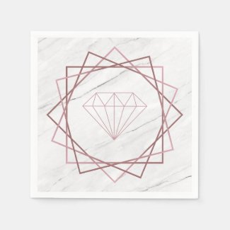 Rose Gold Marble Geometric Diamond