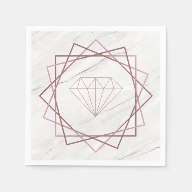 Rose Gold Marble Geometric Diamond Napkins (Front)