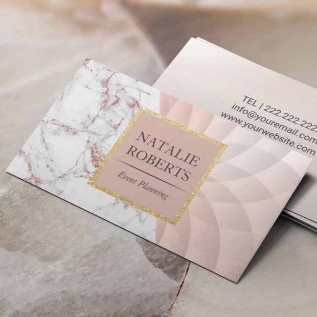 Rose Gold Marble Geometric Lotus Event Planning Business Card (Creator Uploaded)