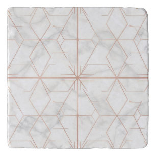 Rose Gold Marble Geometric Pattern Trivet