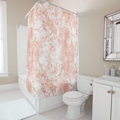 Rose Gold Marble Glitter 2 Shower Curtain
