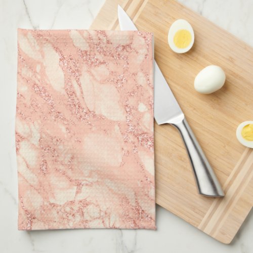 Rose Gold Marble Glitter 3 Kitchen Towel