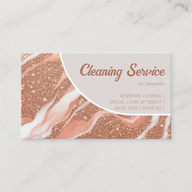 Rose Gold Marble Glitz Business Card (Front)