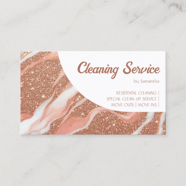 Rose Gold Marble Glitz Glam Business Card