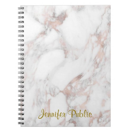 Rose Gold Marble Handwritten Elegant Template Notebook