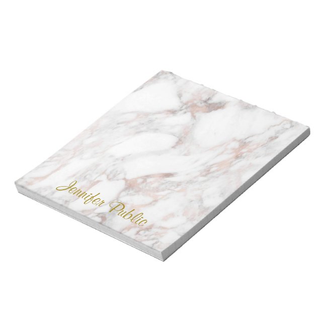 Rose Gold Marble Handwritten Elegant Template Notepad (Rotated)