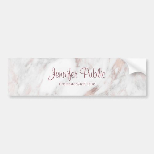 Rose Gold Marble Handwritten Script Template Bumper Sticker