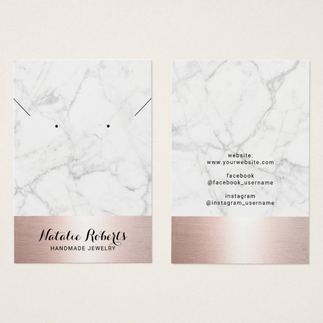 Rose Gold Marble Jewelry Earring Necklace Display (Front & Back)