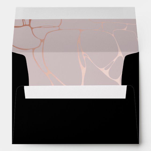 Rose Gold Marble Lined Black Envelope (Back (Bottom))