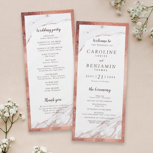 Rose gold marble luxury modern wedding program