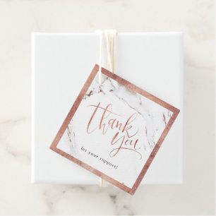 Rose gold marble modern calligraphy thank you favor tags