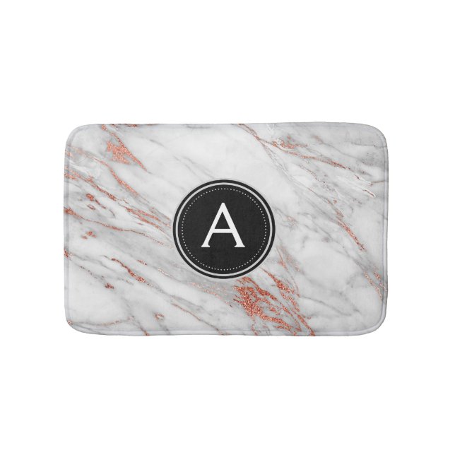 Rose Gold Marble Monogram Bath Mat (Front)
