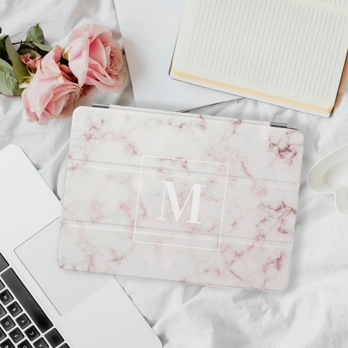 Rose Gold Marble Monogram iPad Air Cover