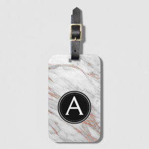 Rose Gold Marble Monogram Luggage Bag Tag