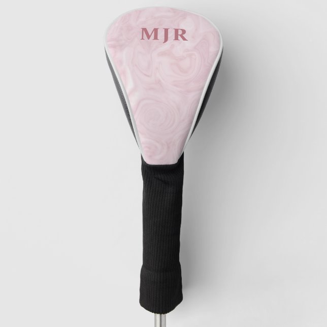 Rose Gold Marble | Monogram Personalized Golf Head Cover (Front)