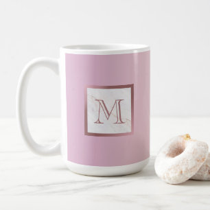 Rose Gold Marble Monogram Pink Vanilla Gradient Coffee Mug